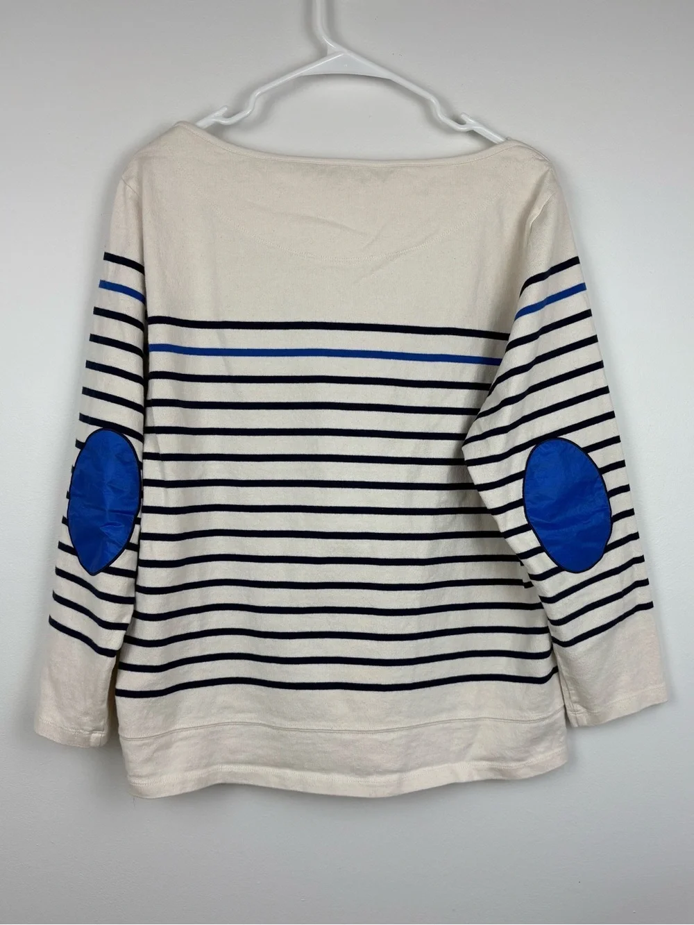 Ponant x 727 Sailbags Striped Boatneck Top Ivory & Navy XL 100% Cotton Nautical - Picture 4 of 9